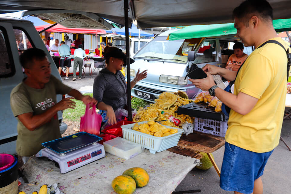 Fresh jackfruit at the street market Fresh jackfruit at the street market