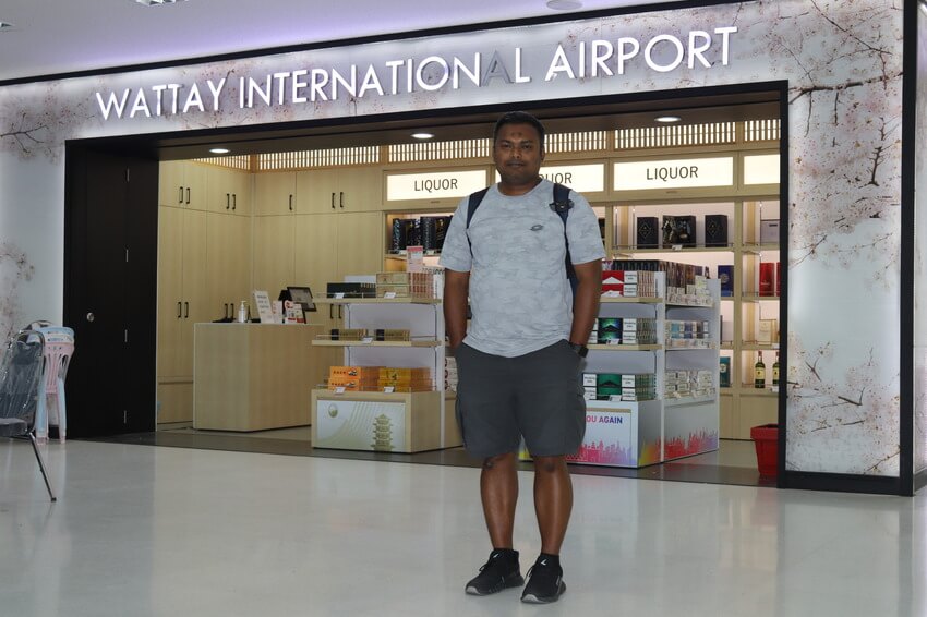 At Vientiane Airport in Laos after crossing the Laos Immigration