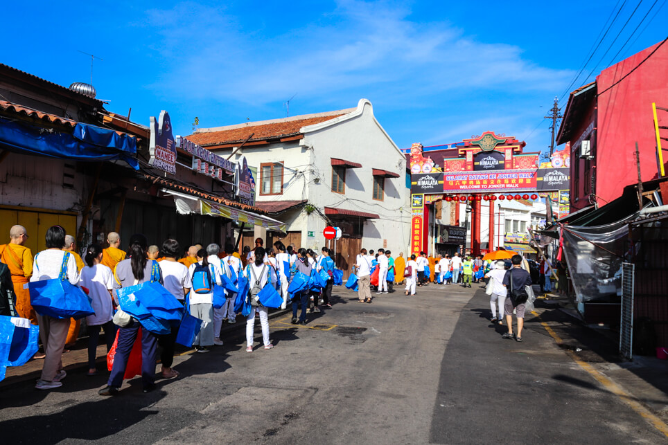 Monks on a parade at the street of Malacca Monks on a parade at the street of Malacca